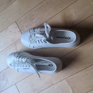White leather Superga platform sneakers size 37
